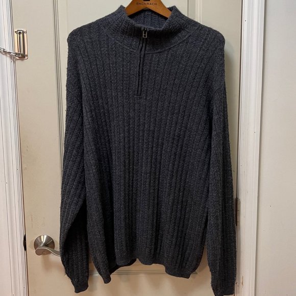 Peruvian Connection Men's XL 80% Baby Alpaca/20% Wool L/S Qtr Zip Sweater. Grey - Picture 1 of 8